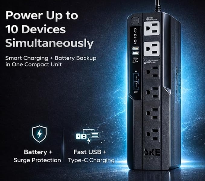 SKE VL625 625VA/360W UPS Battery Backup and Surge Protector - Image 4