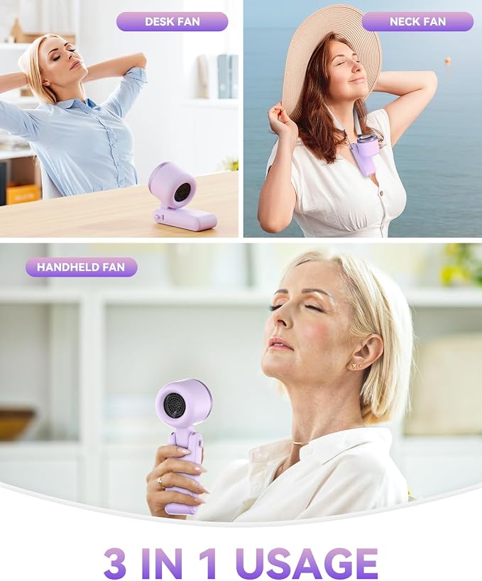 Portable Handheld Turbo Fan, 5-Speed Personal Fans, 5000mAh Rechargeable Fans - Image 4