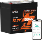 LiTime 12V 100Ah Xtra-Mini Bluetooth Small LiFePO4 Battery by LiTime