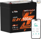 LiTime 12V 100Ah Xtra-Mini Bluetooth Small LiFePO4 Battery by LiTime