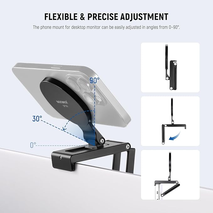 NEEWER Continuity Camera Mount for Desktop Monitor, Magnetic Tri Fold Desk - Image 4