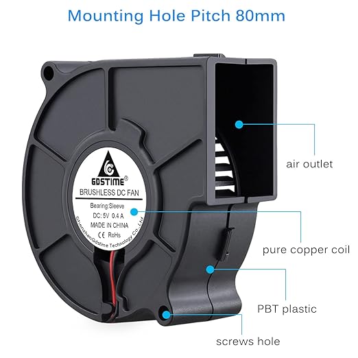 GDSTIME 7530 75mm x 75mm x 30mm 5V USB Blower Brushless Cooling Fan - Image 3
