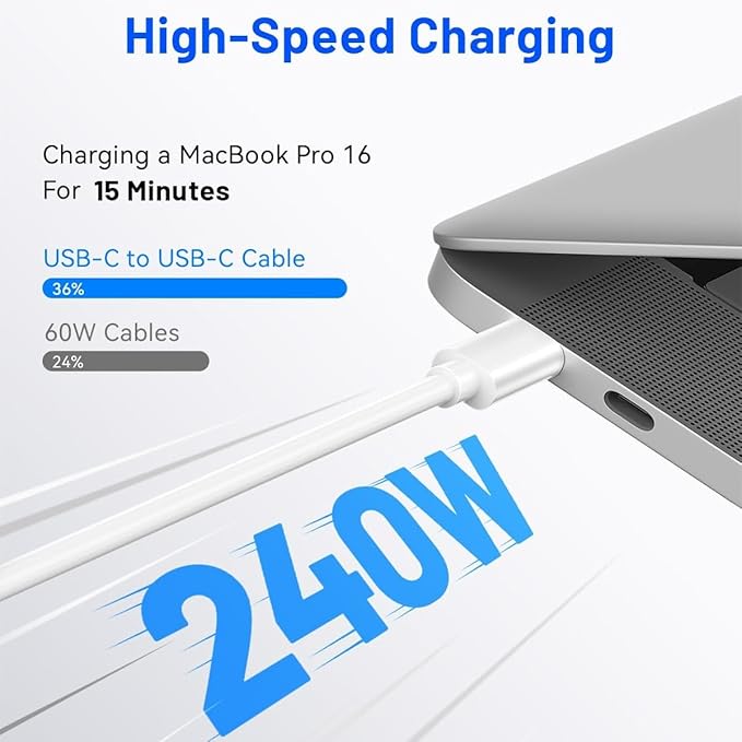 240W USB C to C Charging Cable 10ft, Type C to C Fast Charger Cord Long - Image 2