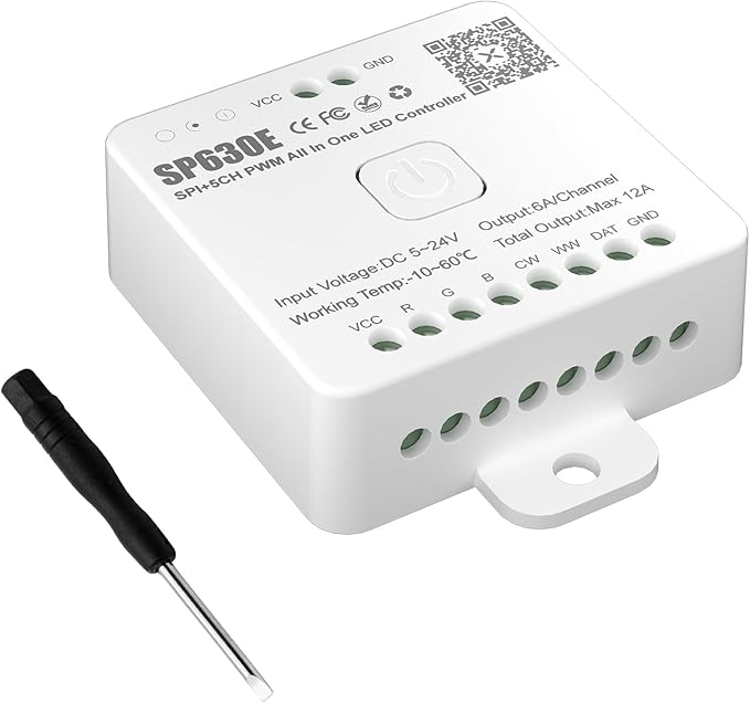 PAUTIX 12-in-1 Bluetooth LED Music Controller Addressable SP630E, Full Color by PAUTIX