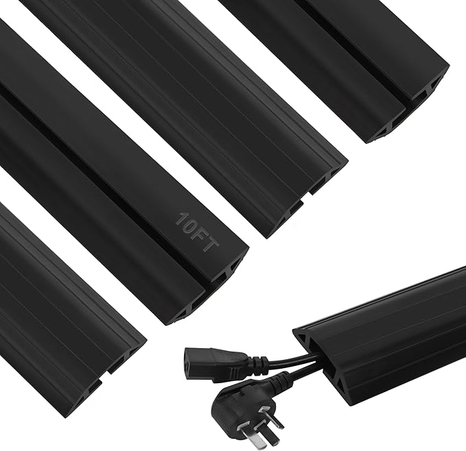Floor Cable Cover 10Ft 2Pcs Heavy Duty PVC Cable Protector Electric Cord Hider by Kikerike