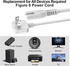 5ft Flat Extension Power Cord Replacement 10A, Figure 8 AC Cable Slim Plug 2 - Image 2