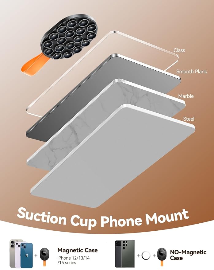 JOYROOM Magnetic Suction Cup Phone Mount, Silicone Suction Phone Case Holder - Image 7