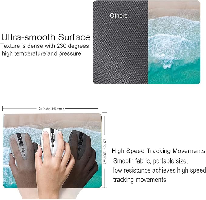 Beach Mouse Pad Custom Design, Square Waterproof Non-Slip Rubber Base Mouse Pad - Image 3