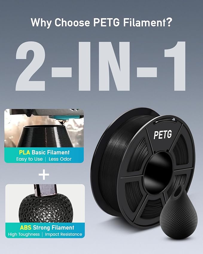 SUNLU 3D Printer Filament PETG Filament 1.75mm, Less Stringing Good Layer - Image 2