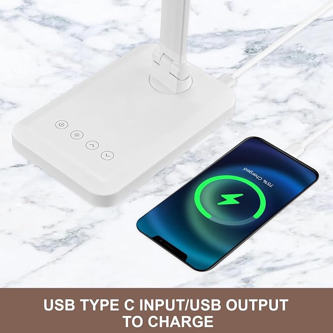 LED Desk Lamp with USB Charging Port Whole White - Image 2