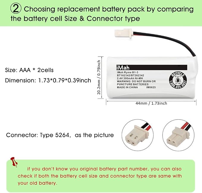 iMah BT162342/BT262342 Cordless Phone Batteries Compatible - Image 4