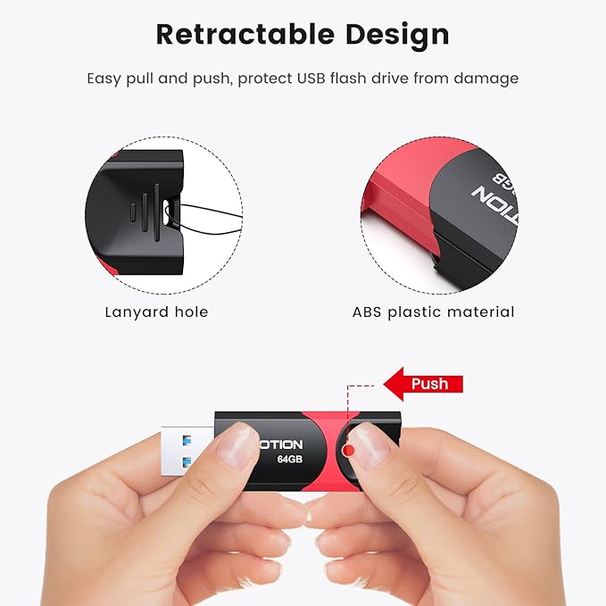 64GB USB 3.0 Flash Drive 10 Pack KOOTION USB 3.0 Thumb Drive Retractable 64G - Image 2