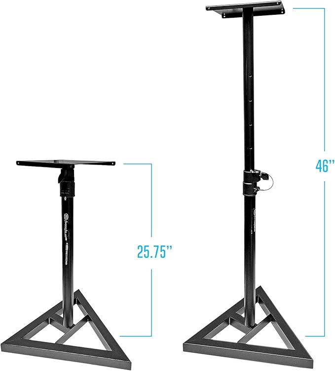 AxcessAbles Studio Monitor Speaker Stands Pair. 80lb Capacity per Stand. - Image 2