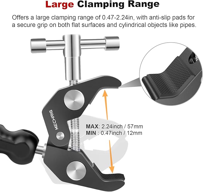 Camera Clamp Mount with Dual Ballhead Magic Arm, Aluminum Camera Mount Super - Image 7