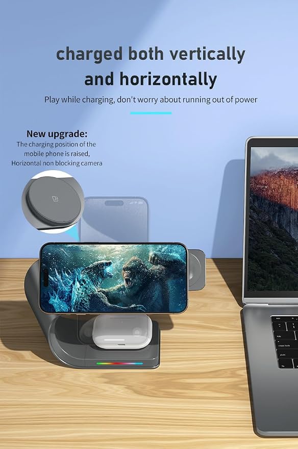 Wireless Charger, 3 in 1 Fast Charging Station - Image 7