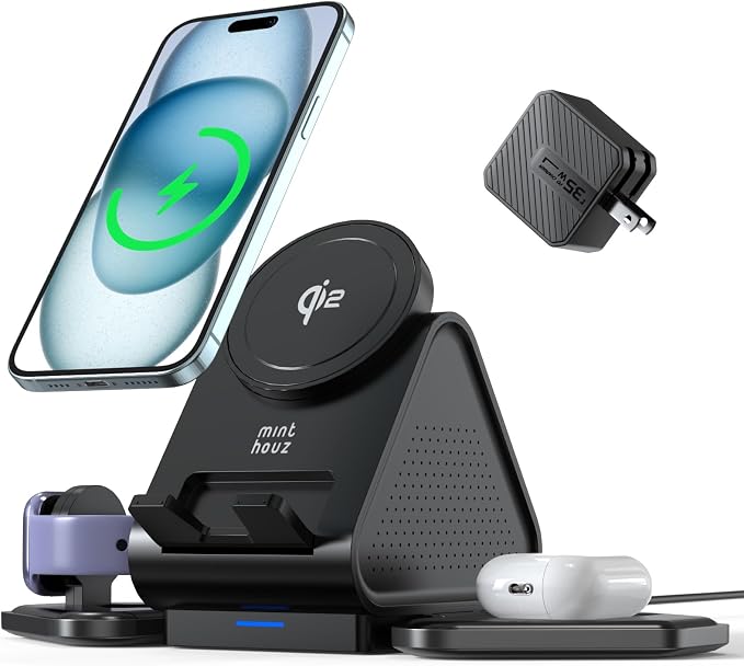 3 in 1 Charging Station, Mag Safe Wireless Charger Stand, Qi2 Certified by Minthouz