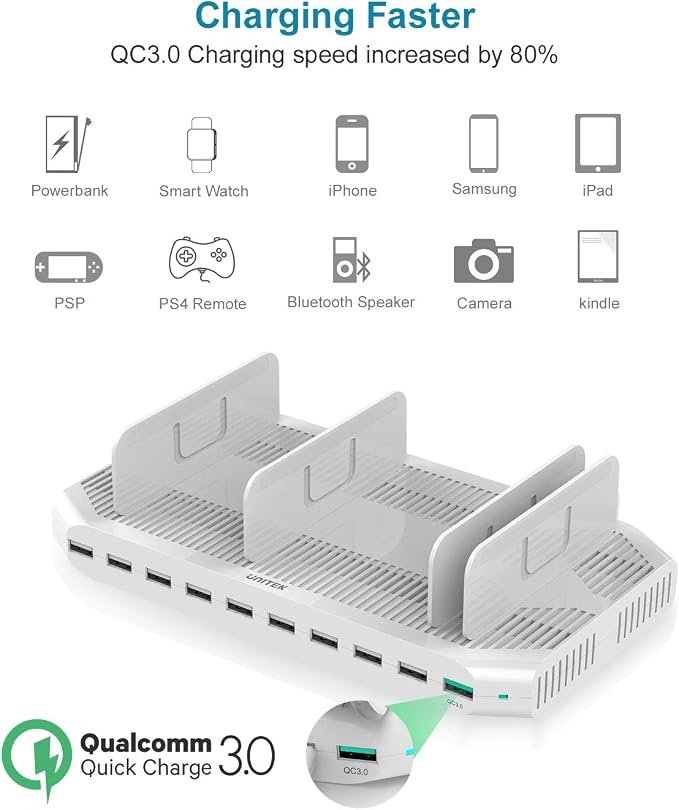 Unitek Charging Station for Multiple Devices, USB Charging Dock - Image 3