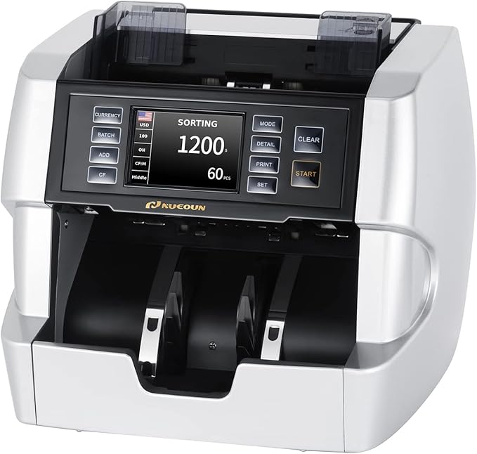 NUCOUN VC-7S Silver Bank Grade Money Counter Machine Mixed Denomination Value by NUCOUN