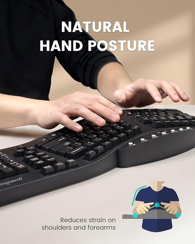 Perixx PERIBOARD-512B Wired Ergonomic Keyboard - Image 3