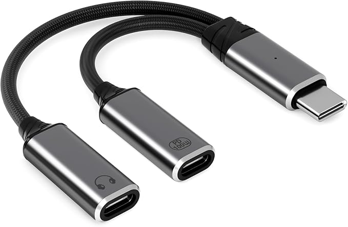 USB C Splitter，2 in 1 USB C Headphone and Charger Adapter Audio Dongle Cable by Unknown