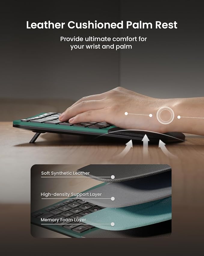 ProtoArc Ergonomic Wireless Keyboard Mouse, EKM01 Plus Full Size Ergo Bluetooth - Image 3