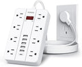 Power Strip with USB, Flat Plug Extension Cord Surge Protector 5 Ft, HUNIAN by HUNIAN