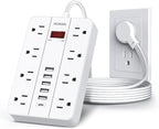 Power Strip with USB, Flat Plug Extension Cord Surge Protector 5 Ft, HUNIAN by HUNIAN