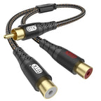 RCA Splitter Cable 1 Male to 2 Female Y Adapter by EMK