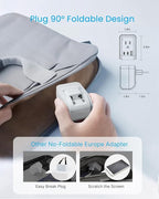 2 Pack European Travel Plug Adapter, VINTAR Foldable International Power Adapter - Image 2
