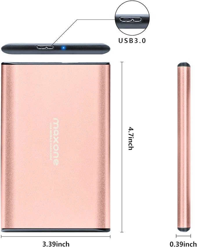 Maxone 500GB Ultra Slim Portable External Hard Drive HDD USB 3.0 Compatible - Image 2