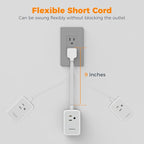 Short Power Strip 9 inch, TESSAN Flat Plug Small Extension Cord - Image 2