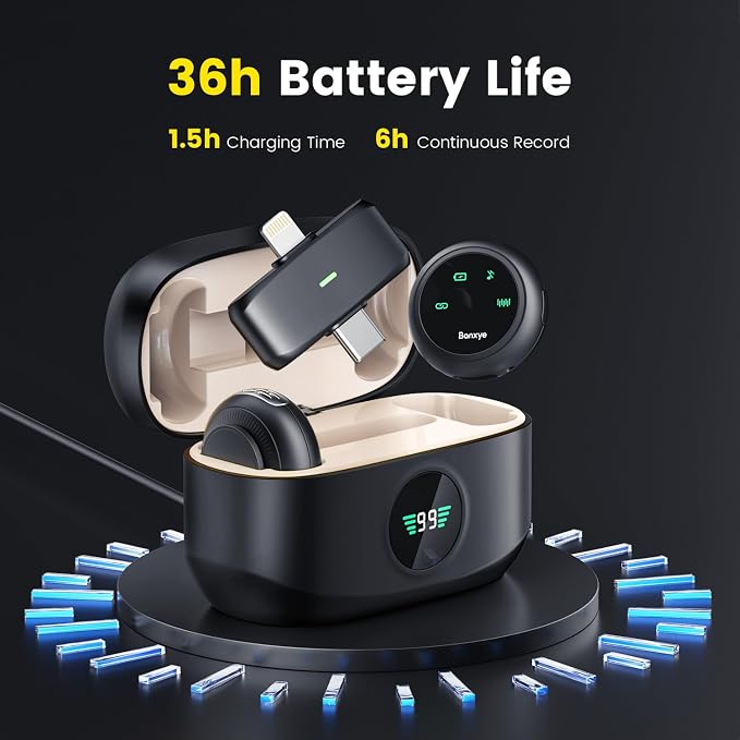 Wireless Lavalier Microphone for iPhone Android, 2in1 Magnetic & Clamp Lapel - Image 6