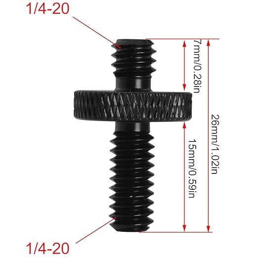 2PCS Adapter Screws for Tripods 1/4 Male to 1/4 Male Extended Aluminium Alloy - Image 2