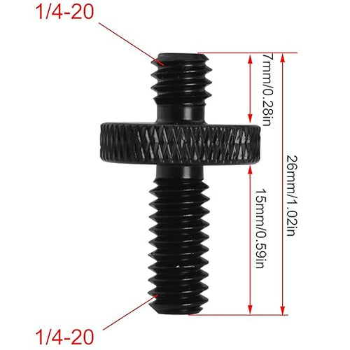 2PCS Adapter Screws for Tripods 1/4 Male to 1/4 Male Extended Aluminium Alloy - Image 2