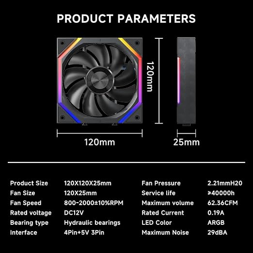 Jungle Leopard Galaxy 120mm PC Reverse Blade Case Fans, ARGB and PWM Cooling - Image 6