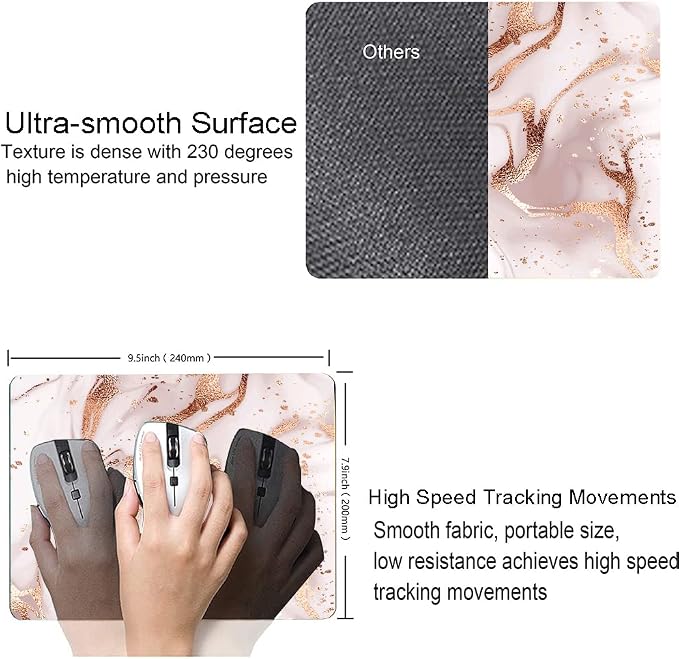 Mouse Pad Marble, Washable Square Cloth Mousepad - Image 3