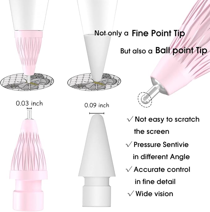 Upgraded Pencil Tips fits for Apple 2nd 1st Gen USB-C iPad Pro Pencil, No Wear - Image 2