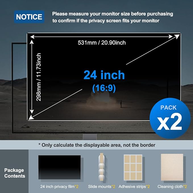 24 Inch Privacy Screen for Monitor Computer Screen Privacy Filter for 16:9 - Image 5