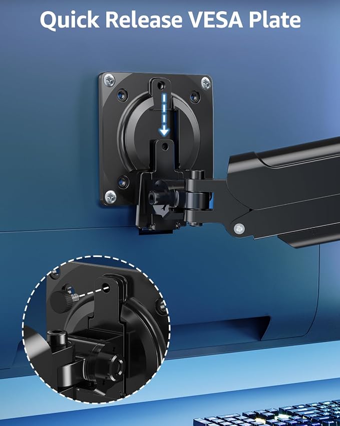 Single Monitor Mount for 22 24 27 32 inch Screen, Gas Spring Arm Holds 4.4-22 - Image 8