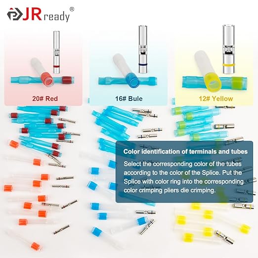 JRready 50Set IP68 Waterproof Butt Splice Connectors Red MiniSeal Crimp Splice - Image 4