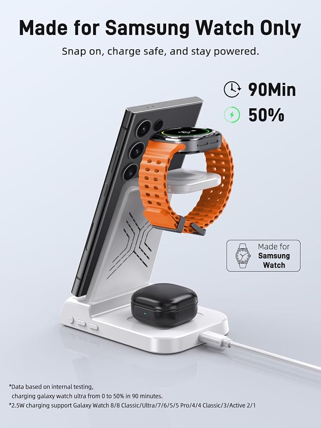 Wireless Charger for Samsung Charging Station, 3 in 1 Android Phone Charger for - Image 3