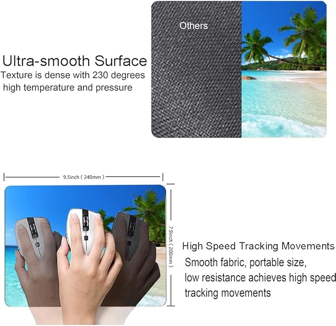 Hokafenle Mouse Pad, Square Beach Style Anti-Slip Rubber Mousepad - Image 3