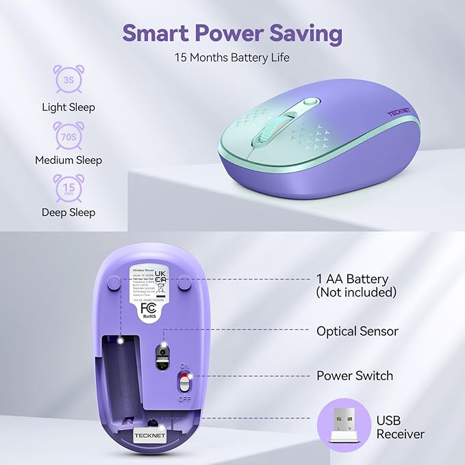 TECKNET Wireless Mouse, 2.4G Quiet Computer Mouse - Image 6
