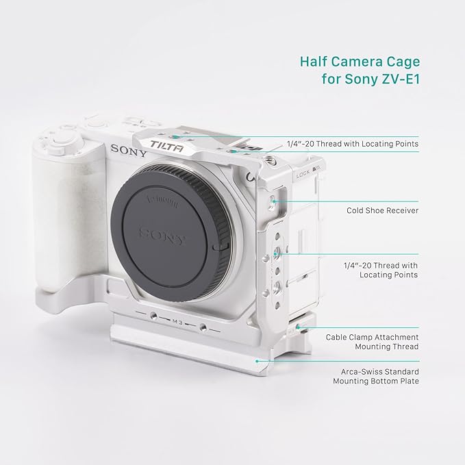 Tilta Half Camera Cage for ZV-E1 | Cold Shoe, NATO Rail, M3 and 1/4""-20 - Image 9