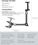 SMALLRIG Clamp w/ 1/4" and 3/8" Thread Holes, 9.8 Inches Adjustable Friction - Image 8