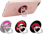 Bonoma Phone Ring Stand, 3 Pack Lips 360 Degree Rotation Finger Grip Stand - Image 3
