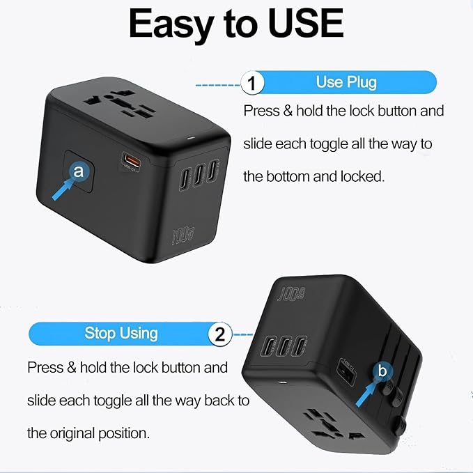 JMFONE Universal Travel Adapter GaN 120W, International Power Adapter - Image 5