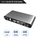 2 Port DP USB 3.0 Automatic KVM Switch Two Computers 1 DisplayPort Monitor - Image 2