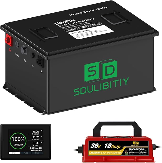36V 105Ah LiFePO4 Golf Cart Battery, Built-in Smart 200A BMS, by SDULIBITILYlitiumbattery