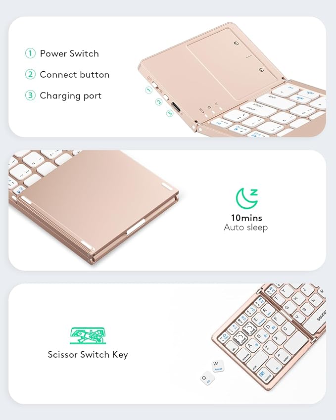 Samsers Multi-Device Foldable Bluetooth Keyboard - Image 7